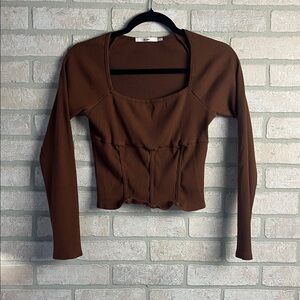 Mi Amore Brown Crop Tee- Size L